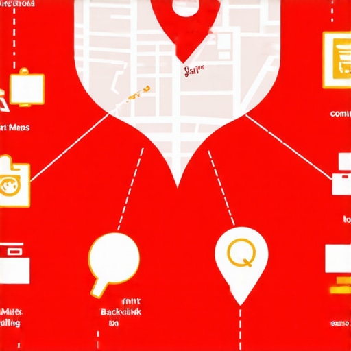 Illustration of local SEO tactics including Google Maps, community, backlinks