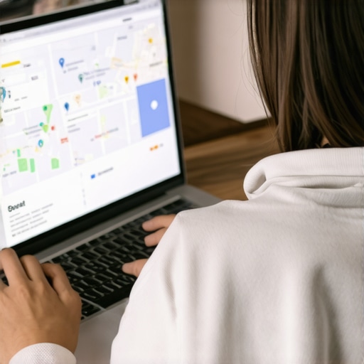 SEO expert reviewing local search performance on a laptop.