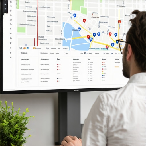 SEO expert reviewing Google Maps and local SEO analytics on a computer screen.