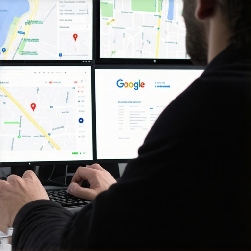 Local SEO expert reviewing Google Maps performance on multiple screens