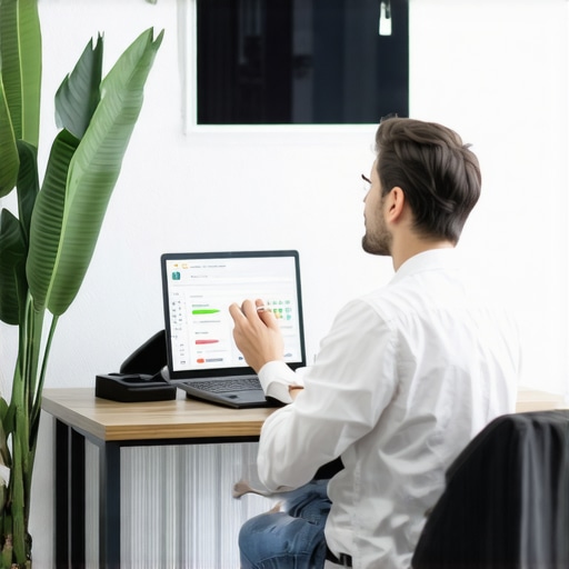 Business owner working on local SEO and Google My Business profile.