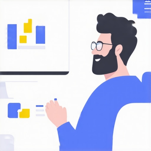 Business owner updating Google My Business profile on a computer, analyzing local SEO data.