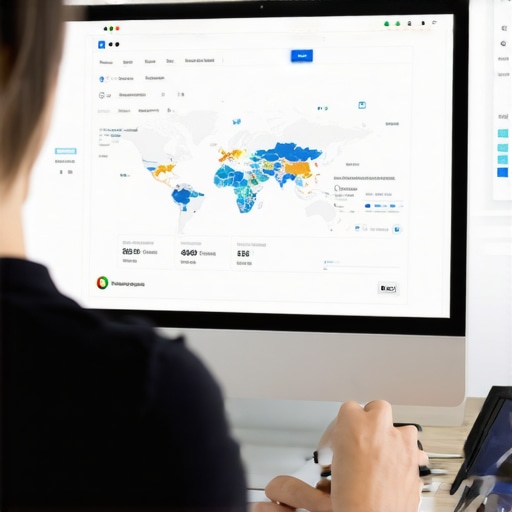 Monitoring Local SEO Performance Person reviewing SEO metrics on a digital dashboard.