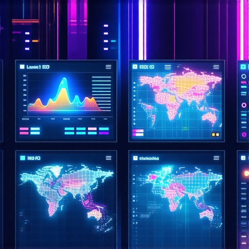 Futuristic digital display of local SEO performance metrics and Google Maps analytics.