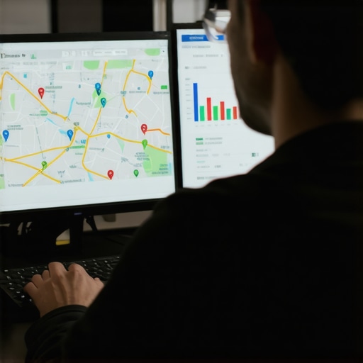 A professional reviewing local SEO performance data on a laptop