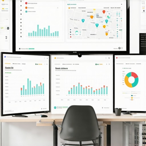 A digital workspace showcasing analytics dashboards focused on local SEO performance.