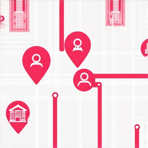 Illustration of a map emphasizing user engagement signals around a business location