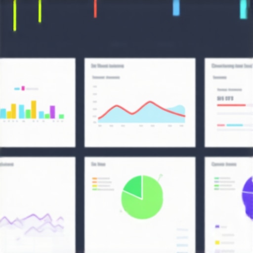 Digital dashboard showing local SEO metrics with colorful charts and graphs.