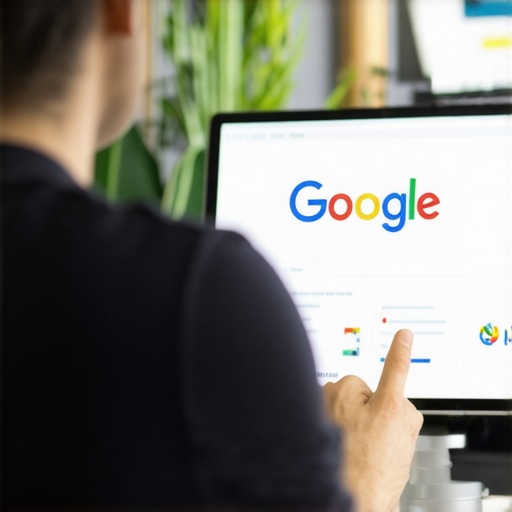 Business owner verifying their Google My Business listing on a laptop, demonstrating local SEO